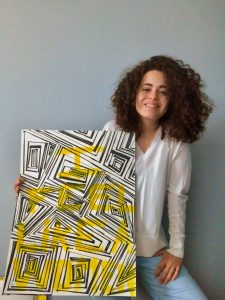Audrey Dupre with her canvas