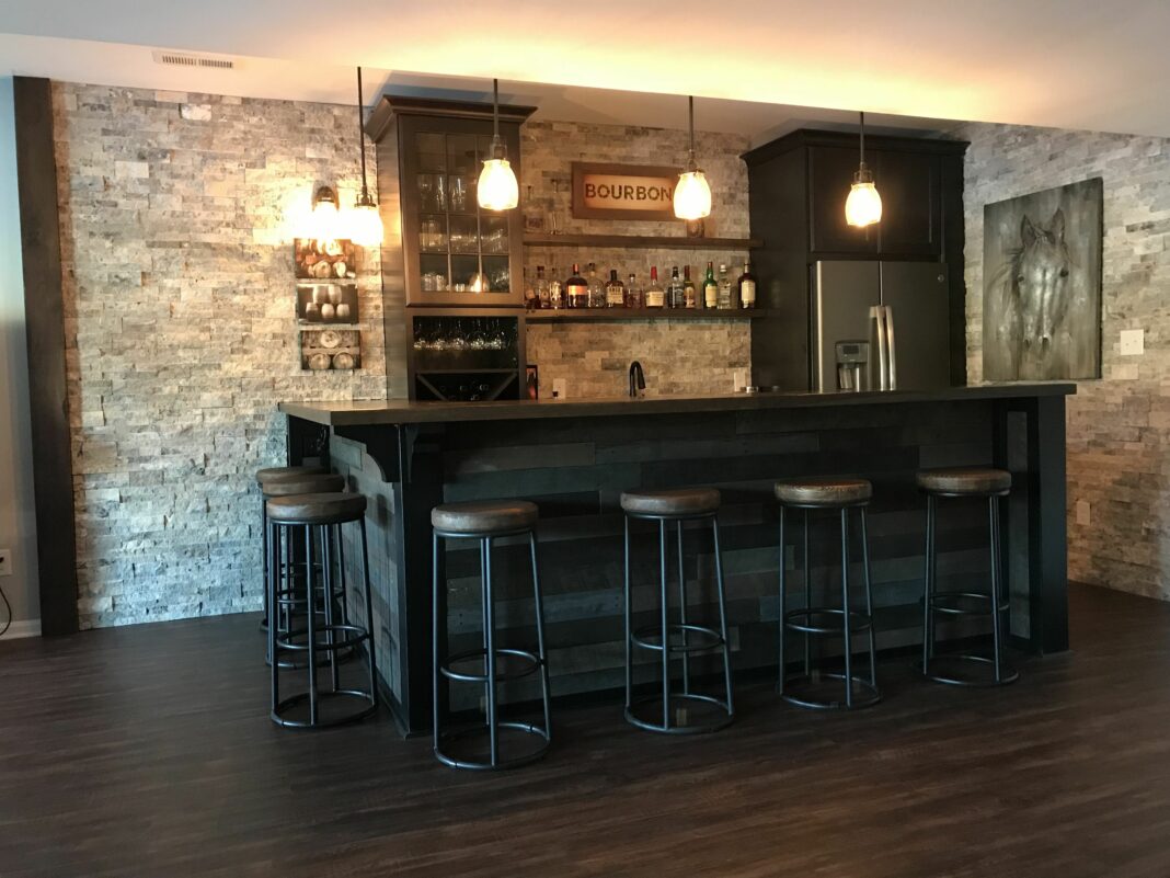 How can I decorate my basement bar?