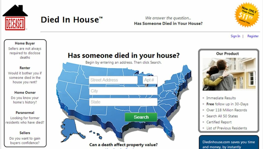 How do you find out if someone died in your house for free?