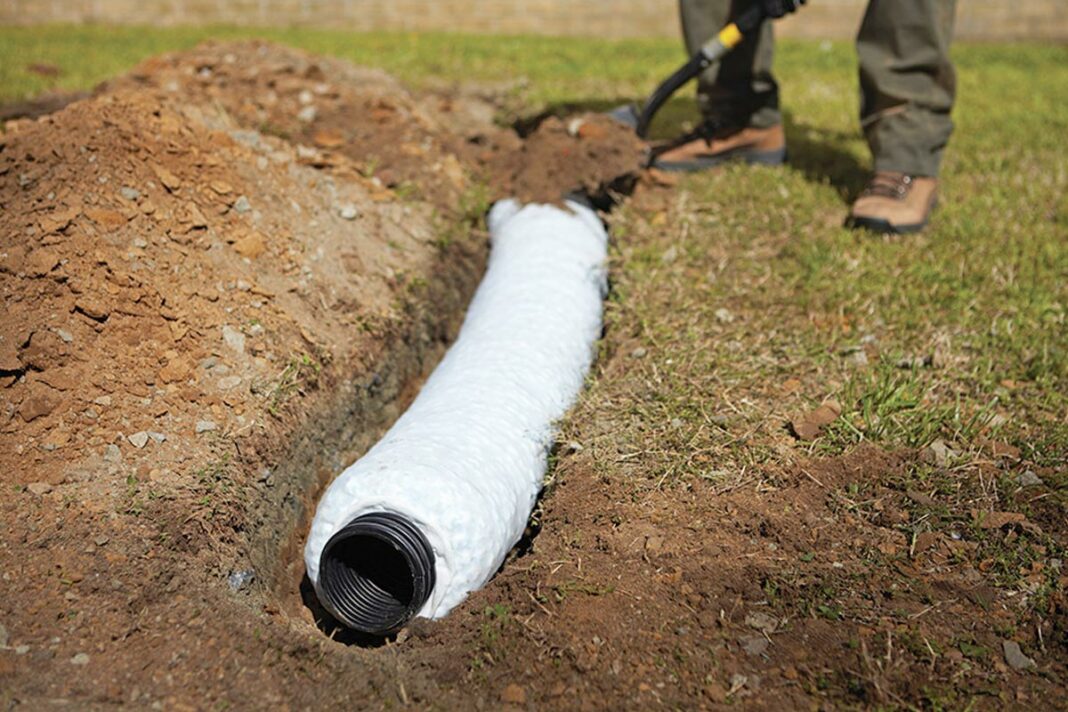 How far away from the house should a French drain be?