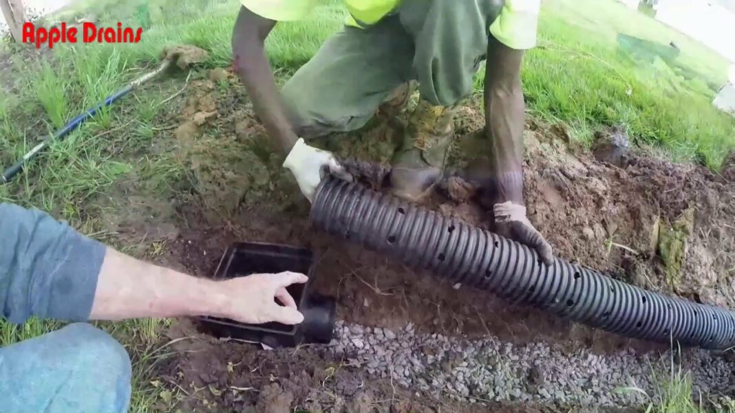 How far away from the house should a French drain be?