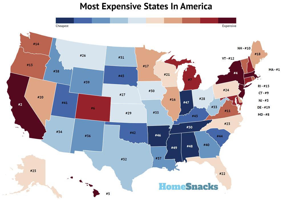 What states have the highest cost of living?